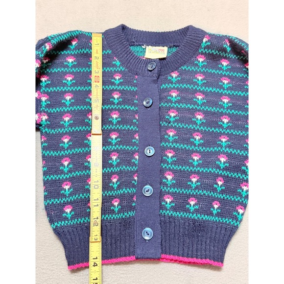 KOHANA Kids Size 4 Navy Floral Print Cottagecore Cardigan Sweater - Picture 4 of 7